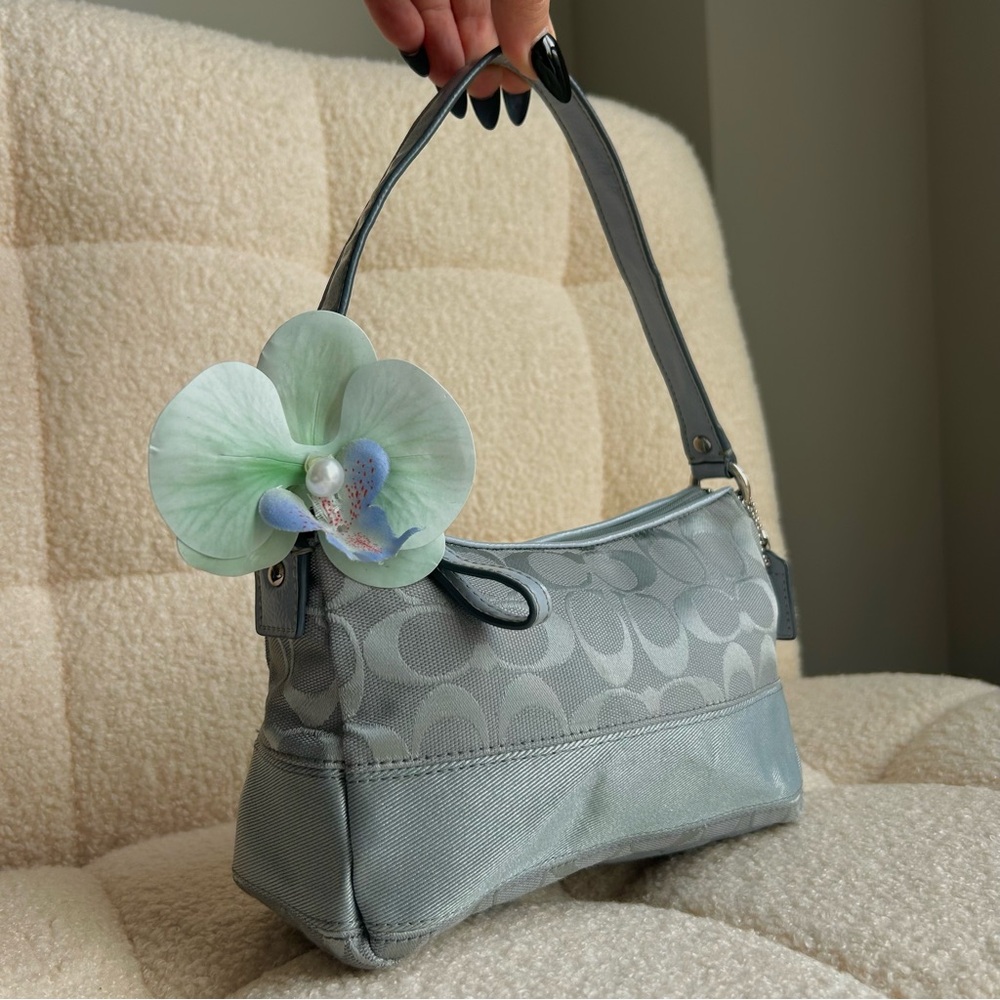 2000's Coach Mint Blue Optic Canvas Mini Bag